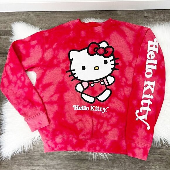 Custom Hello Kitty Bleach Tie Dye Womens Small Crewneck Pullover Sweatshirt - Picture 1 of 7